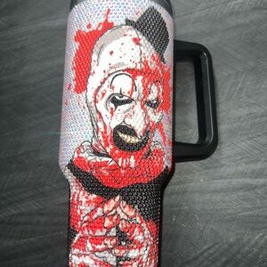 Terrifier (art the clown) Rhinestone 40oz cup with handle.